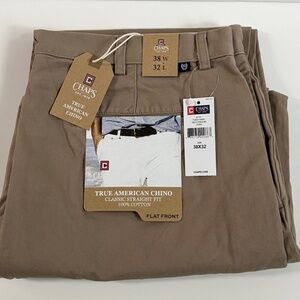 MEN'S CHAPS KHAKI CLASSIC STRAIGHT FIT 100% COTTON PANTS SIZE 38W X 32L